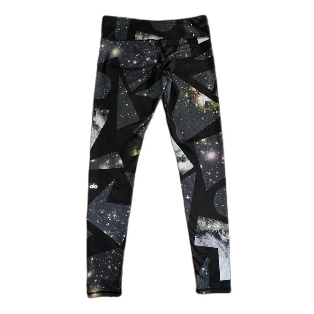 Alo Women's Leggings Yoga Black Gray Airbrush Space Galaxy Sz Extra Small XS